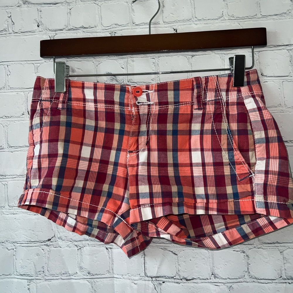 aeropostale red plaid shorts size 00 - Picture 2 of 5